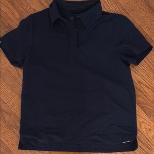 FIGS navy button down scrub top